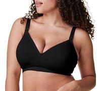 Bravado Designs Sustainable Maternity & Nursing Bra for Breastfeeding Plunge Wireless Seamless V-Neckline Bra Black XL