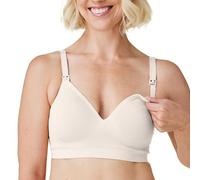 Bravado Designs Sustainable Maternity & Nursing Bra for Breastfeeding, Plunge Wireless Seamless V-Neckline Bra Antique White S