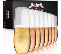 Bravario Plastic Champagne Flutes, Heavy Duty Unbreakable Stemless Tritan Glasses, BPA-free, Reusable, 8.5 oz, Set of 8