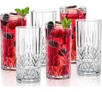 Bravario Unbreakable Plastic Drinking Water Tumblers, Dishwasher Safe 100% Tritan Glasses, BPA-Free Shatterproof Outdoor Highball Drinkware, 18 oz, Set of 6