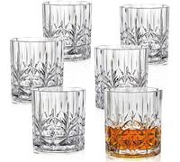 Bravario Unbreakable Plastic Whiskey Glasses | Shatterproof 100% Tritan Double Rocks | Dishwasher-Safe | BPA-Free | Perfect for Outdoor Cocktail Bourbon | 13 oz, Set of 6