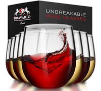 Bravario Unbreakable Stemless Plastic Wine Glasses | Reusable | Shatterproof 100% Tritan Plastic | Dishwasher-Safe | BPA-free | Awesome for Indoor & Outdoor | 13 oz, Set of 8