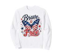 Brave And Free Patriotic Butterfly American Flag 4th Of July Sweatshirt