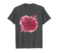 Brave Beautiful Beating Cancer Inspirational Pink Ribbon T-Shirt, Men, Dark Heather Grey, 5XL