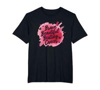 Brave Beautiful Beating Cancer Inspirational Pink Ribbon T-Shirt, Men's Big and Tall, Black, 5X Tall