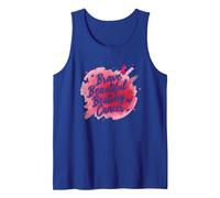 Brave Beautiful Beating Cancer Inspirational Pink Ribbon Tank Top, Men, Royal Blue, S