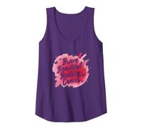 Brave Beautiful Beating Cancer Inspirational Pink Ribbon Tank Top, Women, Purple, L
