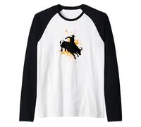 Brave Bull Rider in Rodeo Action Raglan Baseball Tee