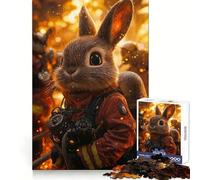 Brave Bunny Firefighter Jigsaw Puzzles for Adults1000 Pieces Brain Wellness Leisure Activity Perfect Lock Bday Surprise (38x26cm)