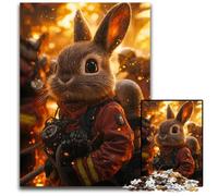 Brave Bunny Firefighter14 Jigsaw Puzzles for Adults 1000 Piece Puzzles for Adults for Birthdays Holidays Best for Christmas 1000 PCS(38x26cm)