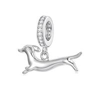 Brave Dachshund Charms Silver Plated Cute Puppy Running Dog Charms Pendant Fit Pandora Bracelet for Women