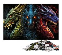 Brave Dragon 1000 Pieces Puzzle Gifts Impossible Jigsaw Puzzles for Adults Challenging Brain Teaser for Teenagers, Family Fun Interactive Game 26X38CM/10.23x14.96inch