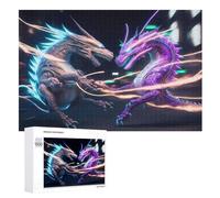 Brave Dragon Puzzles 1000 Pieces Wooden Jigsaw Puzzle for Adults Brain Exercise Challenge Game Gift for Kids Children Jigsaws （75×50cm）