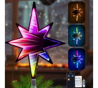 Brave Dream Smart Christmas Tree Topper Infinity Mirror, 11" RGB Star Tree Topper, Timer, App Control, USB Powered, Music Sync, Tree Topper for Indoor Party Holiday Decor