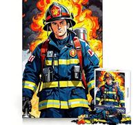 Brave Firefighter Action Jigsaw Puzzles for Teenagers 1000 Smart Challenge Relaxing Pastime Fine Lock Thoughtful Xmas (38x52cm)