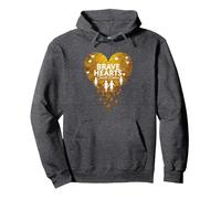 Brave Hearts Small Bodies Pediatric Cancer Awareness Pullover Hoodie, Adult Unisex, Dark Heather Grey, L