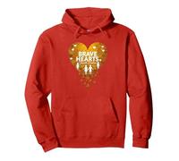Brave Hearts Small Bodies Pediatric Cancer Awareness Pullover Hoodie, Adult Unisex, Red, M