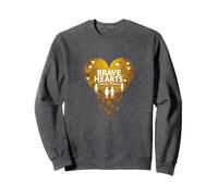 Brave Hearts Small Bodies Pediatric Cancer Awareness Sweatshirt, Adult Unisex, Dark Heather Grey, XXL