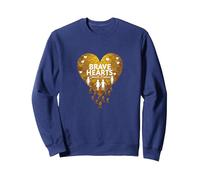 Brave Hearts Small Bodies Pediatric Cancer Awareness Sweatshirt, Adult Unisex, Navy, XXL