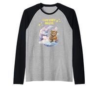 Brave I AM Very Brave Present Teddy Bear Cute Raglan Baseball Tee