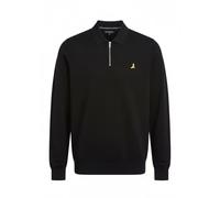 Brave Long Sleeve Knitted Coterel Quarter Zip Polo Top-Black-XX-Large