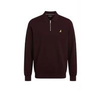 Brave Long Sleeve Knitted Coterel Quarter Zip Polo Top-Oxblood Red-Large