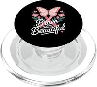 Brave Looks Beautiful Breast Cancer Awareness Butterfly PopSockets PopGrip for MagSafe