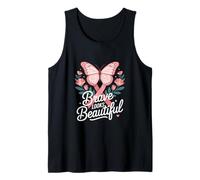 Brave Looks Beautiful Breast Cancer Awareness Butterfly Tank Top