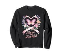 Brave Looks Beautiful Breast Cancer Awareness Ribbon Sweatshirt