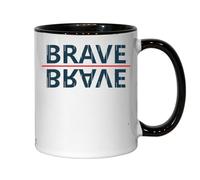 Brave Mirror Image Line Art Ceramic Tea Coffee Mug Black