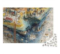 Brave New World 1000 Pcs 3-Layer Cardboard Book with Vibrant City Classic Puzzle, Ultra Hard for Adults, Stress Relief, Wall Decor & Family Game Night Gift 38x26cm/1000pcs