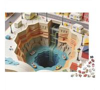 Brave New World Premium Cardboard 1000 Piece Open Book with Coastal City Puzzle, Educational Game Adults, Stress Relief, Birthday Gift & Wall Decor for Enthusiasts 52x38cm/1000pcs