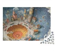 Brave New World Recycled Cardboard 1000-Piece Open Book with Cityscape Puzzle, Decompression & Stress Relief, Personalised Gift, Wall Decor & Home Holidays 52x38cm/1000pcs