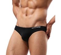Brave Person Fashion Sports Bikini Underwear Men's Low Waist Briefs 1129 (S：26"-29", Black)