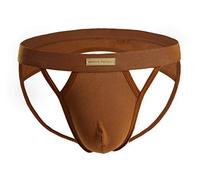 BRAVE PERSON Jock Straps for Mens Thong Underwear Cotton Stretch Sport Jockstrap Athletic Supporters, Brown, L