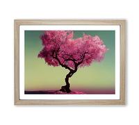 Brave Plum Blossom Tree Framed Wall Art Print A2 Oak
