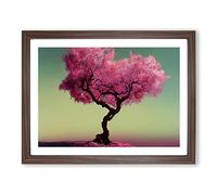 Brave Plum Blossom Tree Framed Wall Art Print A2 Walnut