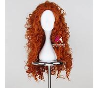 Brave Princess Merida 75Cm Orange Long Curly Wig Cosplay Halloween Accessories Props Heat Resistant Synthetic Hair+Free Wig Cap