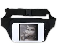 Brave Raccoon Black and Gray Art Waist Bag Fanny Pack White