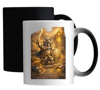 Brave Raccoon Knight in Battle Ceramic Magic Mug White