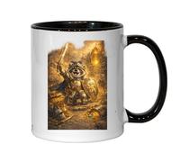 Brave Raccoon Knight in Battle Ceramic Tea Coffee Mug Black