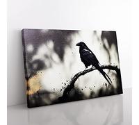 Brave Raven Bird Canvas Wall Art Print Ready to Hang, Framed Picture for Living Room Bedroom Home Office Décor, 76x50 cm (30x20 Inch)