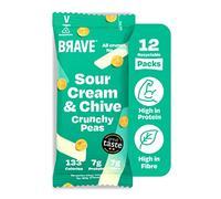 BRAVE Roasted Peas: Healthy Snack, High Protein, Low Calorie - Sour Cream & Chive (12 x 35g Packs)