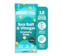 BRAVE Roasted Peas: Salt & Vinegar - Healthy Snack, High Protein, Low Calorie (12 x 35g Packs)