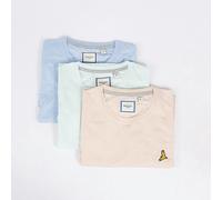 Brave Soul 3-Pack Crew Neck T-Shirts with Contrast Piping - Light Blue - Light Blue - XXL