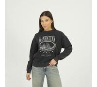 Brave Soul Acid Wash Embroidered Sweatshirt - Black - Black - XL