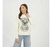 Brave Soul Acid Wash Graphic Print Sweatshirt - Beige - Beige - S