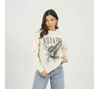 Brave Soul Women's Acid Wash Graphic Print Sweatshirt in Beige | Size: Small Brave Soul Beige S
