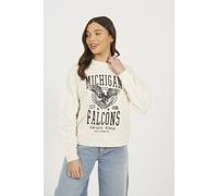 Brave Soul Acid Wash Graphic Print Sweatshirt In Beige Beige XS