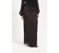 Brave Soul Animal Print Mesh Maxi Skirt In Brown Brown XS
